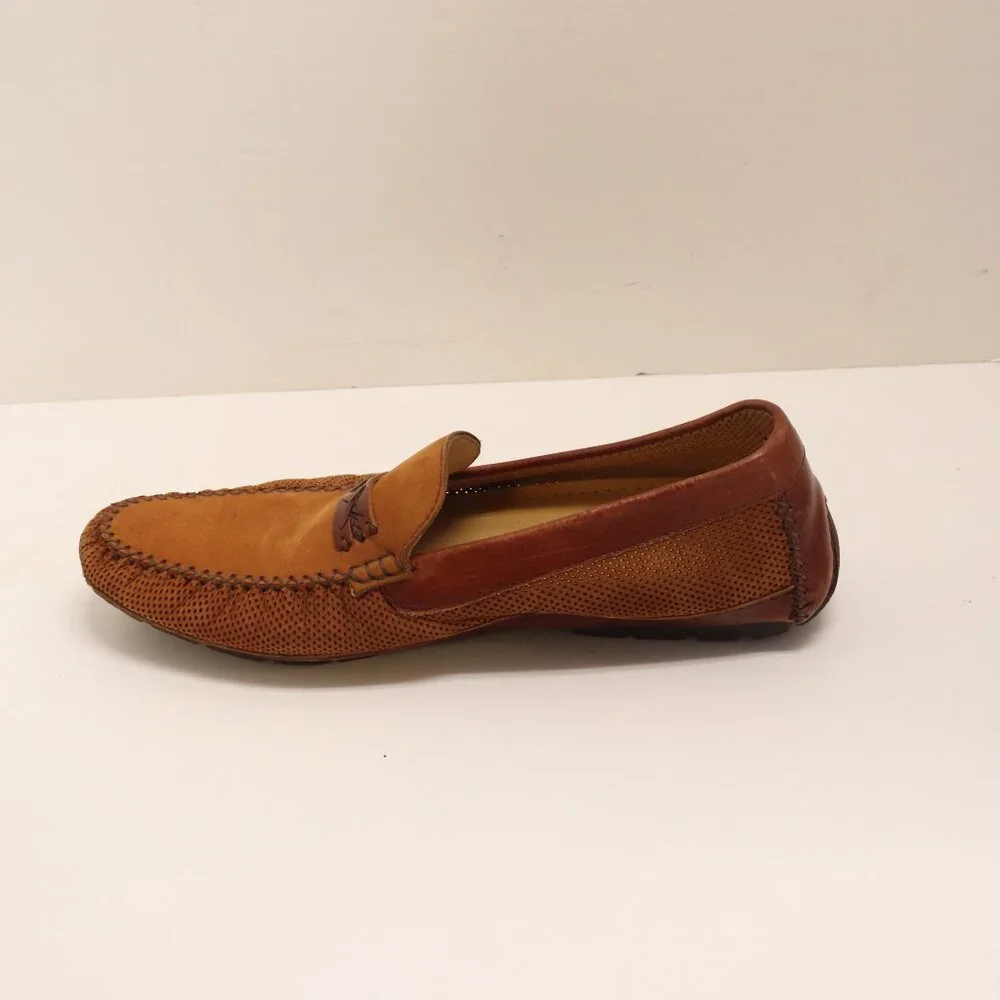 Moreschi Men's Brown Round Toe Slip On Driving Loafers Side 10 Made in Italy